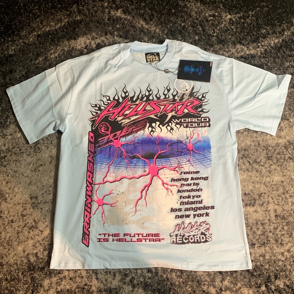 Hellstar Records World Tour Blue Capsule T-Shirt Men’s Size Large